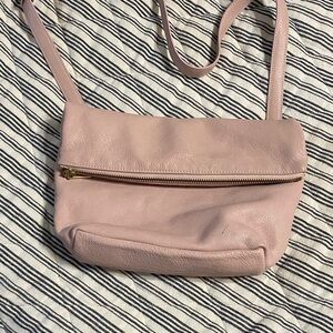 Chic Blush Leather Crossbody Bag